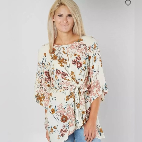 Women’s Willow & Root Floral Keyhole Tunic Top, Large, NWOT - Picture 3 of 6